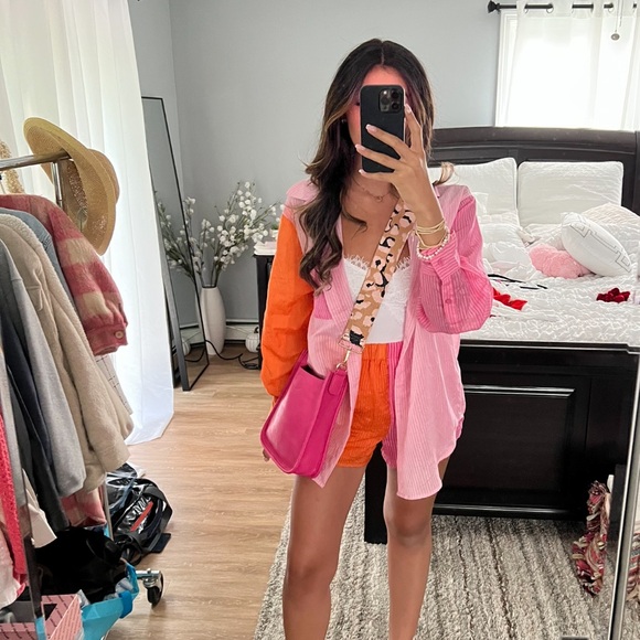 Ruby and Jenna striped shorts and button up set - Picture 1 of 4